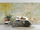 Art Nouveau chrysanthemum pattern making a statement in a home office space