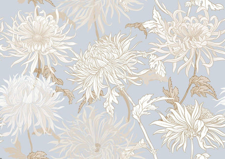 Art Nouveau Chrysanthemum design file showing intricate floral pattern on powder blue background