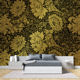 Botanical Art Nouveau mural wallpaper making a statement in living room