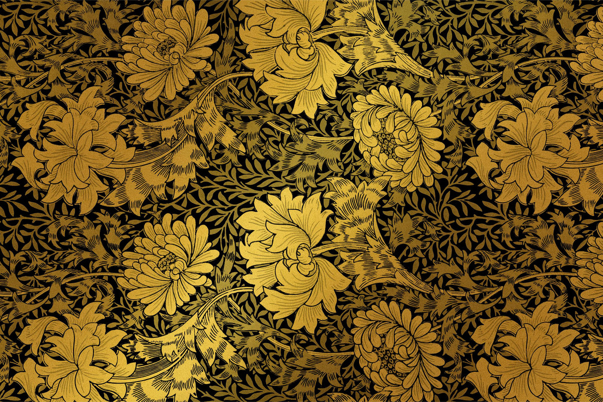 Art Nouveau gold and black floral pattern design file showing intricate botanical details