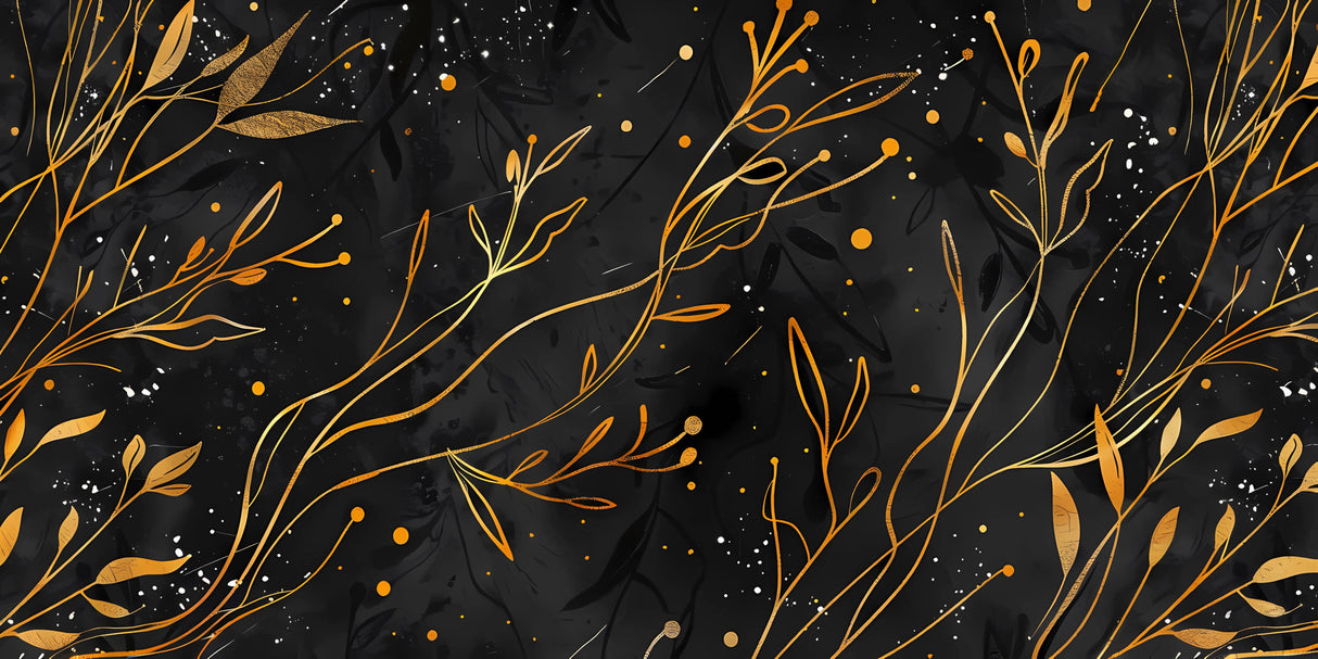 Black and gold floral art deco wallpaper design file showing intricate pattern details