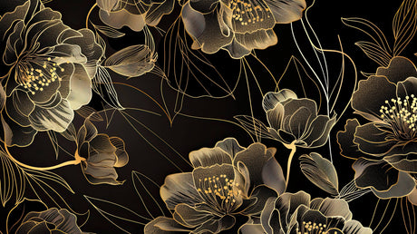 Black and gold art deco floral design file showing intricate pattern details