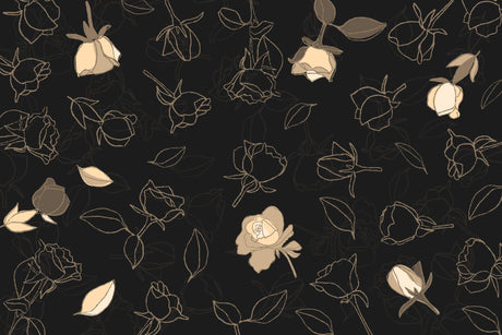 Black and gold rose pattern design file showing intricate floral details