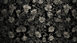 Black and grey baroque floral wallpaper design file showing intricate pattern details and full repeat