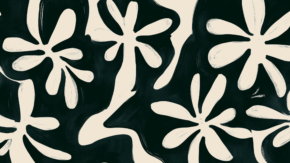 Abstract black and white floral pattern design file showing detailed petal artwork and texture