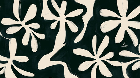 Abstract black and white floral pattern design file showing detailed petal artwork and texture