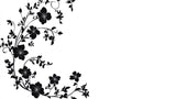 Black and white botanical wallpaper design file showing detailed flower pattern and intricate stems