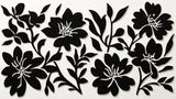 Black and white botanical pattern design file showing intricate flower details and shadows