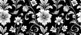 Black and white botanical pattern design file showing intricate floral details