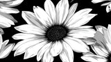 Black and white daisy wallpaper design file showing intricate monochrome floral pattern