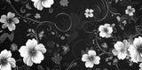 Black and white floral design file showing intricate pattern details and refined motifs