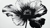 Large scale black and white flower design file showing intricate petal details and graphic pattern