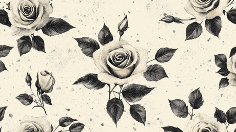 Black and white rose pattern design file showing intricate floral details