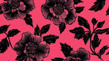 Black Blooms on Pink Background design file showing full floral pattern detail