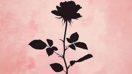 Black Rose Silhouette on Pink design file showing intricate floral pattern and texture details