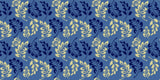 Design file of botanical wallpaper pattern showing intricate blue and gold leaf details