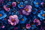 Blue and purple blooms wallpaper design file showing intricate floral pattern details