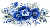 Blue blossoms with sage leaves design file showing detailed flower pattern and soft color palette