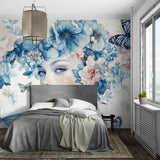 Butterfly blossom wallpaper bringing spring charm to living room accent wall