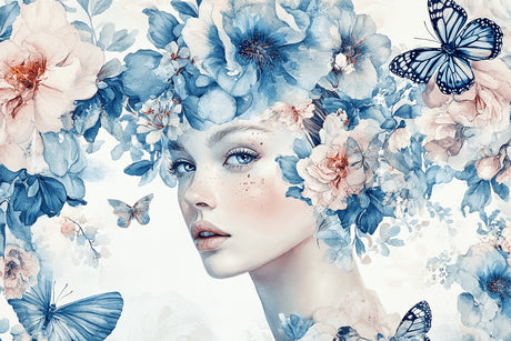 Blue butterfly and blossom wallpaper design file showing intricate pattern details