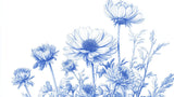 Blue Daisy Botanical Wallpaper design file showing detailed floral pattern and precise color matching