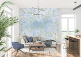 Liberty print wallpaper bringing fresh feel to dining room with soft blue blooms