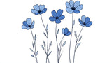 Blue minimalist floral wallpaper design file showing delicate bloom pattern on white background