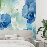 Floral Wall Mural creating peaceful atmosphere in master bathroom