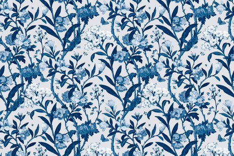 Blue Toile de Jouy floral pattern design file showing intricate botanical details
