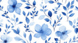 Blue watercolor floral wallpaper creating a peaceful atmosphere in a modern bedroom with natural light