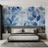 Watercolor leaf pattern adding depth to a dining room with modern decor