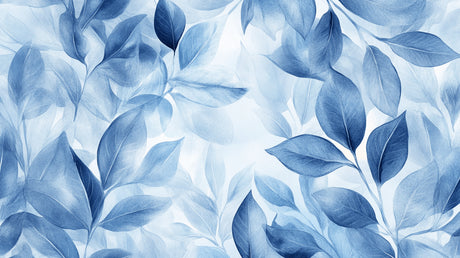 Blue watercolor leaves design file showing detailed pattern and color variations