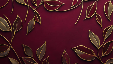 Burgundy and gold leaf floral wallpaper design file showing intricate pattern details