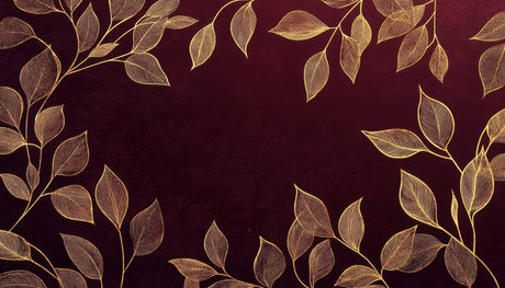 Burgundy and gold leaves pattern design file showing intricate botanical details
