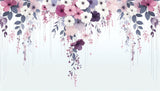 Cascading pink and purple flowers wallpaper design file showing detailed watercolor blooms pattern