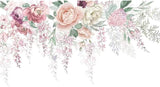 Design file of pink roses and wisteria wall mural showing detailed flower pattern