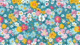 Spring floral wallpaper design file showing detailed teal background with yellow and pink bloom pattern