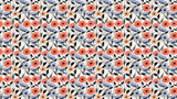 Coral and blue Poppy pattern design file showing detailed floral artwork and color palette