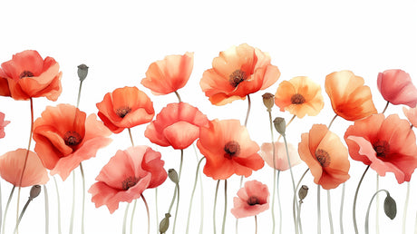 Watercolor coral poppy design file showing delicate floral pattern and soft color transitions