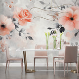 Floral mural wallpaper adding elegance to home office space