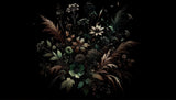 Papier Peint Mural Floral | Jardin Botanique Sombre Avec Fleurs Sauvages