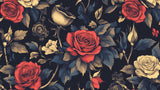 Design file of dark vintage roses and gold accents floral pattern