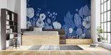 Modern Japanese floral design in reading nook, perfect balance of drama and calm