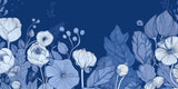 Japanese garden design file showing white florals on navy background pattern