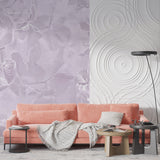 Line art floral mural creating depth in a hallway space