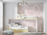 Floral line drawing wallpaper enhancing a living room wall