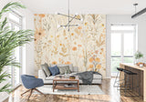 Floral wall design showcased in a home office space