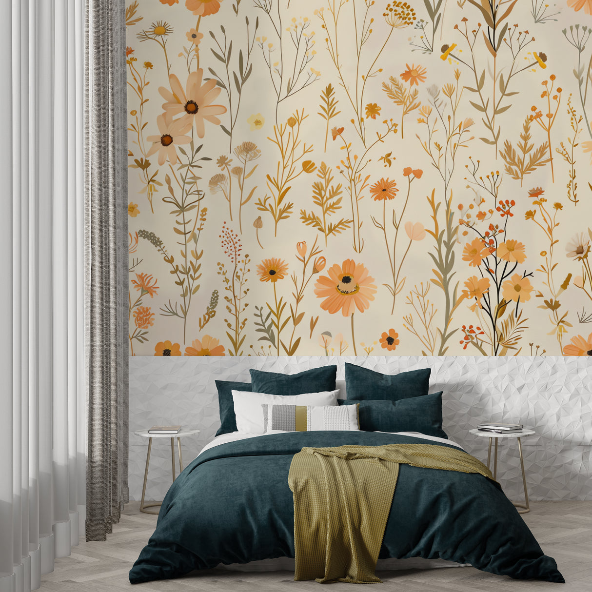Botanical pattern adding charm to an entryway wall