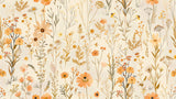 Design file of orange and beige botanical pattern with delicate flower details