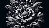 Monochrome botanical wallpaper making a statement in a luxurious master bedroom